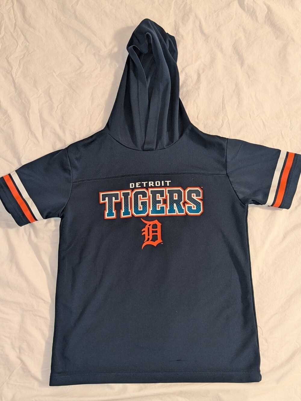 Youth Kids Detroit Tigers Baseball Hoodie Shirt Short Sleeve L 10/12